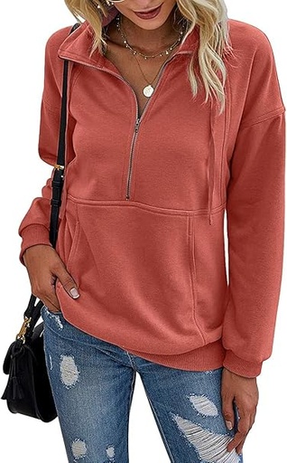 Women's Casual Long Sleeve Lapel Zipper Sweatshirt